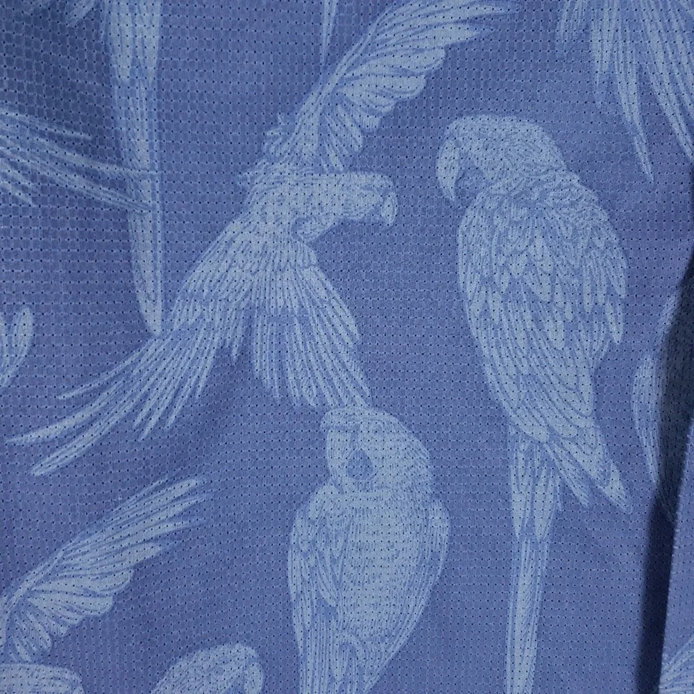 Banana Republic Mens Blue Parrot Bird Print Slim Fit Short Sleeve Shirt Large